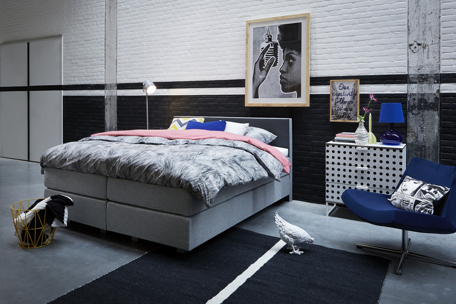 Boxspring met laag hoofdbord